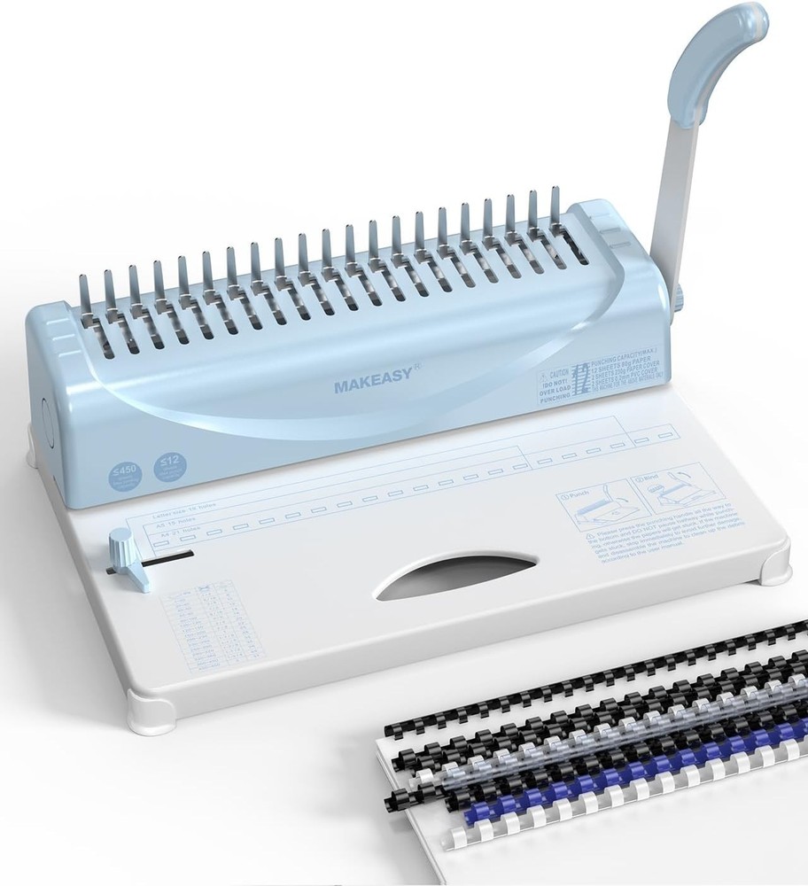 450-Sheet Comb Binding Machine with Included Spines for Easy Document Binding