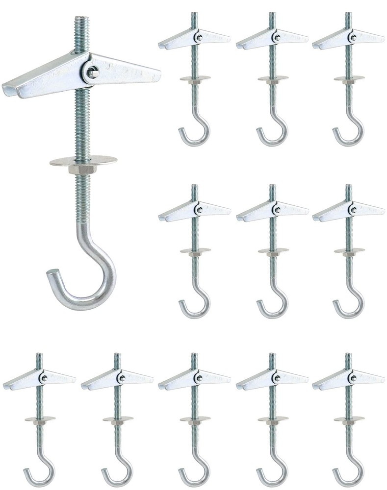 QWORK Ceiling Hooks, 12 Packs 3-9/16" Spring Toggle Wing Bolts Wall Fixing...