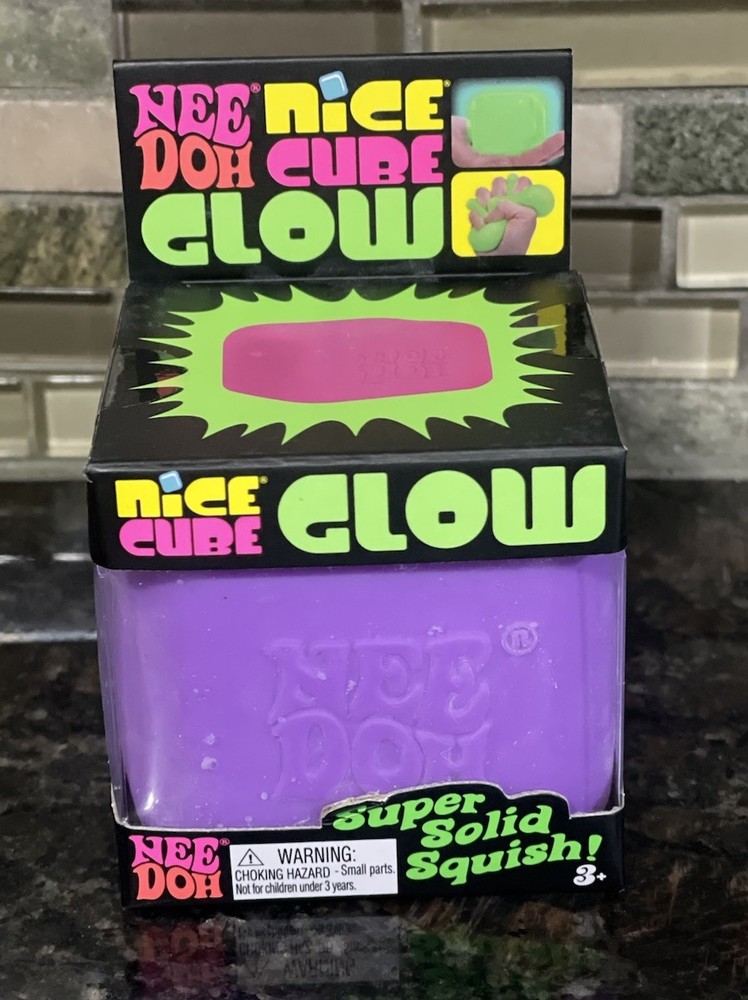 Schylling NeeDoh  Nice Cube Glow Super Solid Squish Toy Purple 3-4 Years