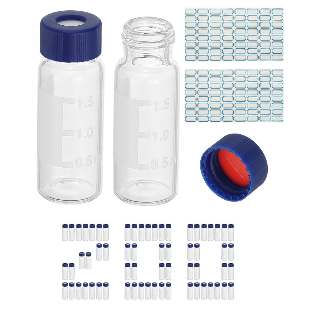 2ml Autosampler Vial, 200Pcs Pre-Slit Septa Clear Vials with Labels