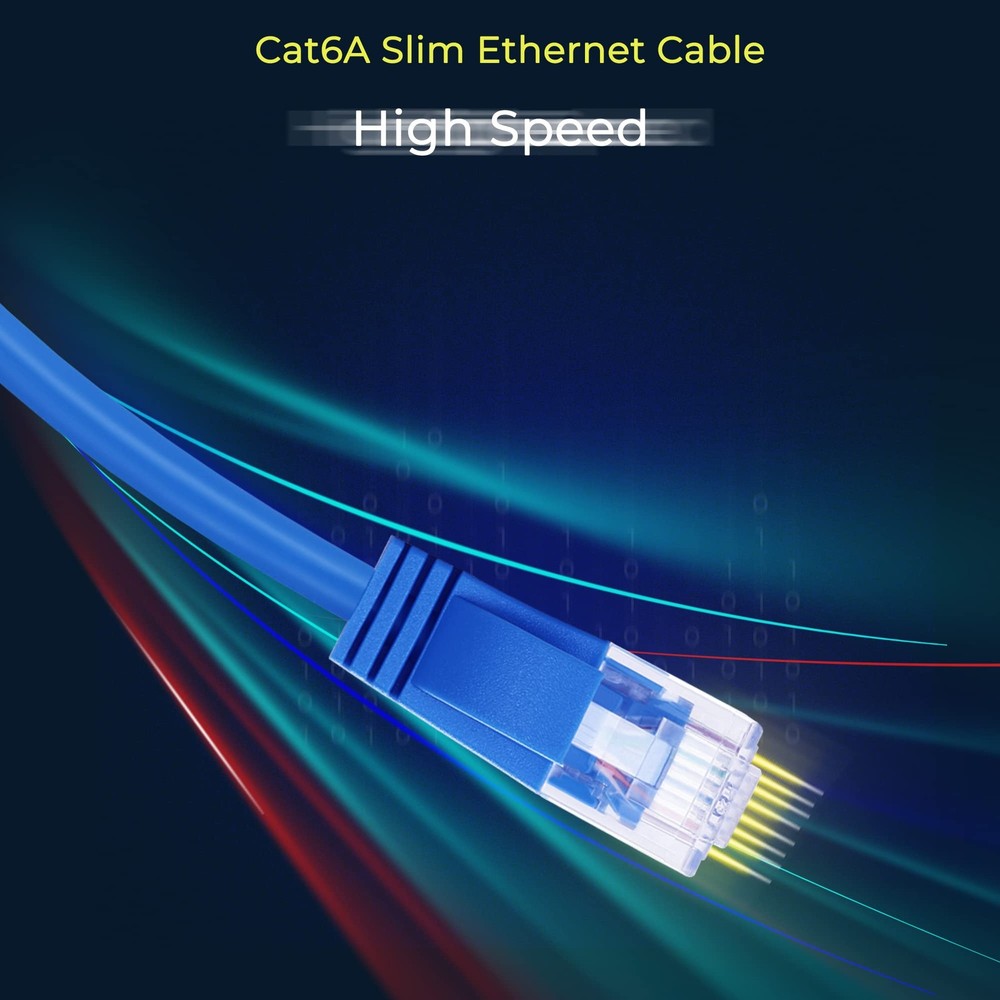 Rapink Patch Cables Cat6a 1ft (10 Pack) Slim, Ethernet 1ft, Golden