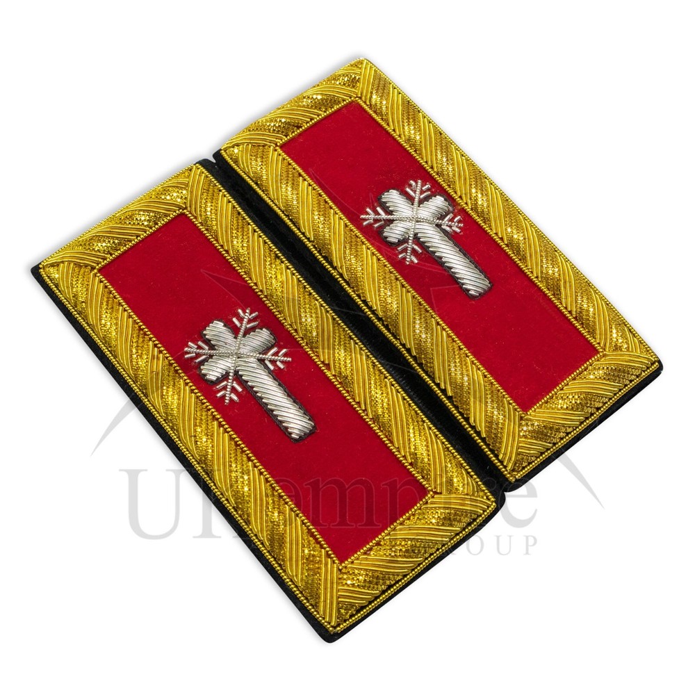 Masonic Knight Templar Past Commander Cross Shoulder Boards – Hand EMB Large