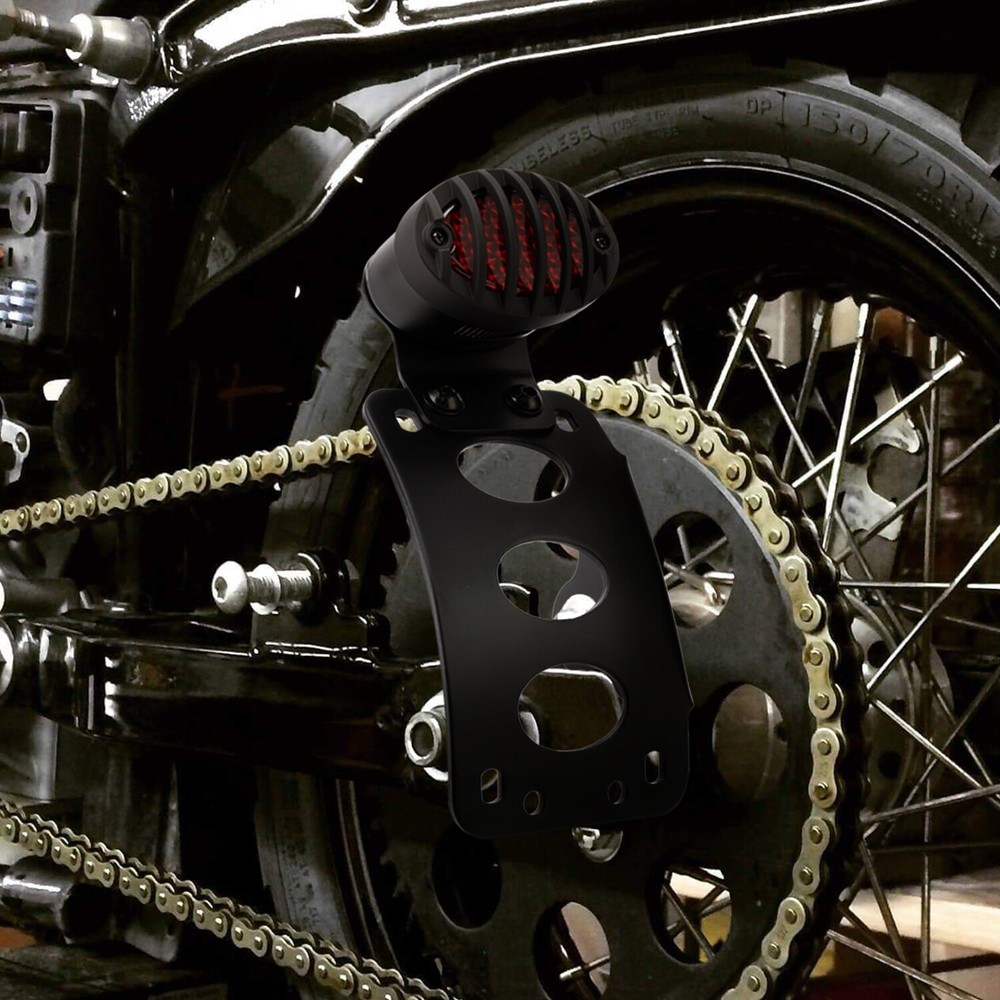 Axle Side Mount LED License Plate Bracket Tail Light Fit for Bobber Chopper