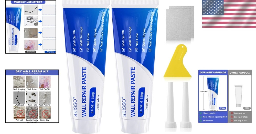 Eco-Friendly Wall Repair Kit - Waterproof Patch Paste with Tools for Home Fixes