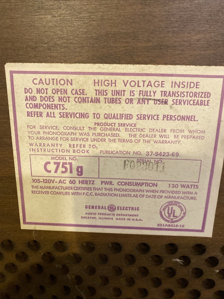 General Electric C751g Solid State Stereo Receiver TESTED WORKS!! - Missing Foot