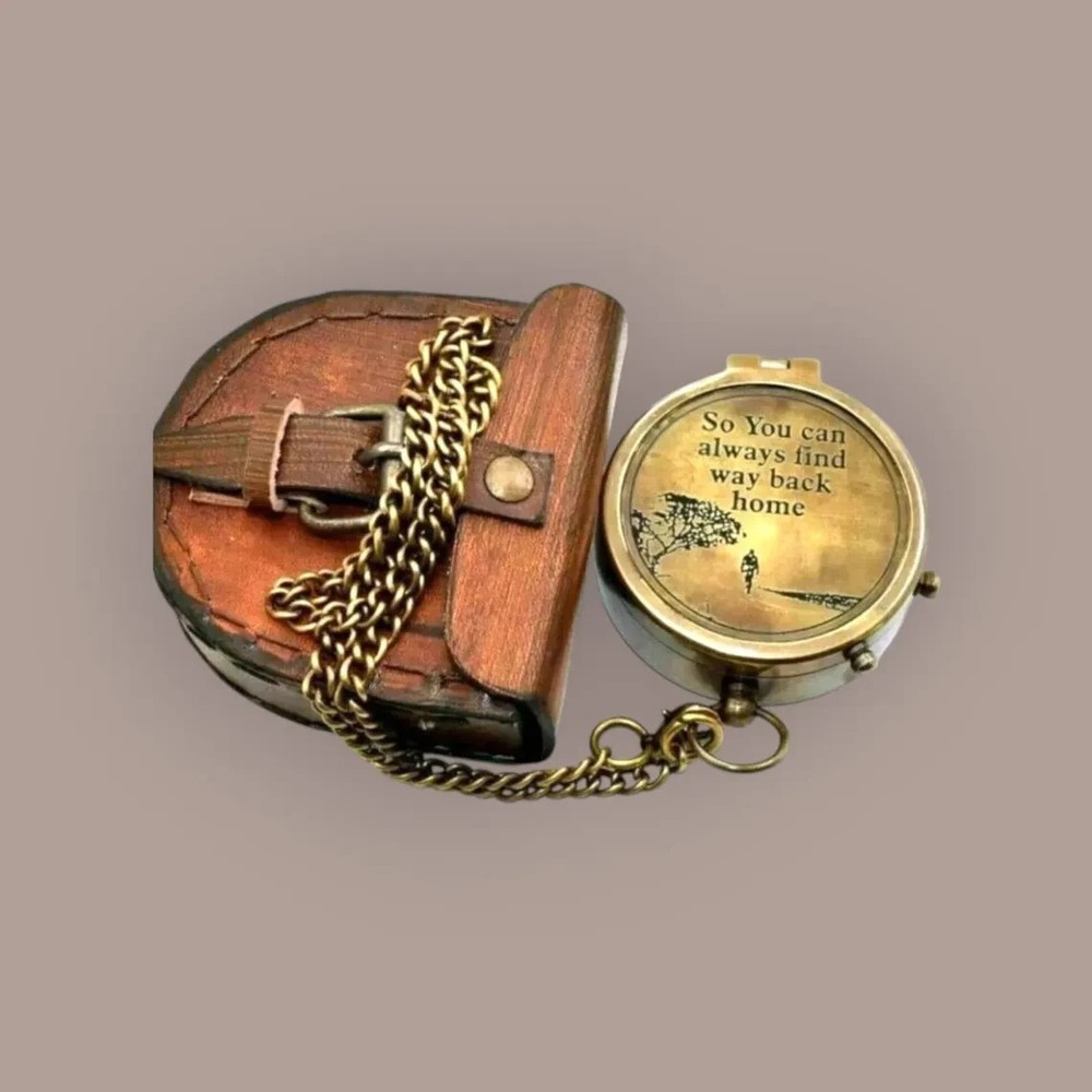 Solid Brass Pocket Compass | Vintage Nautical Navigation Tool | Gift for Sailor