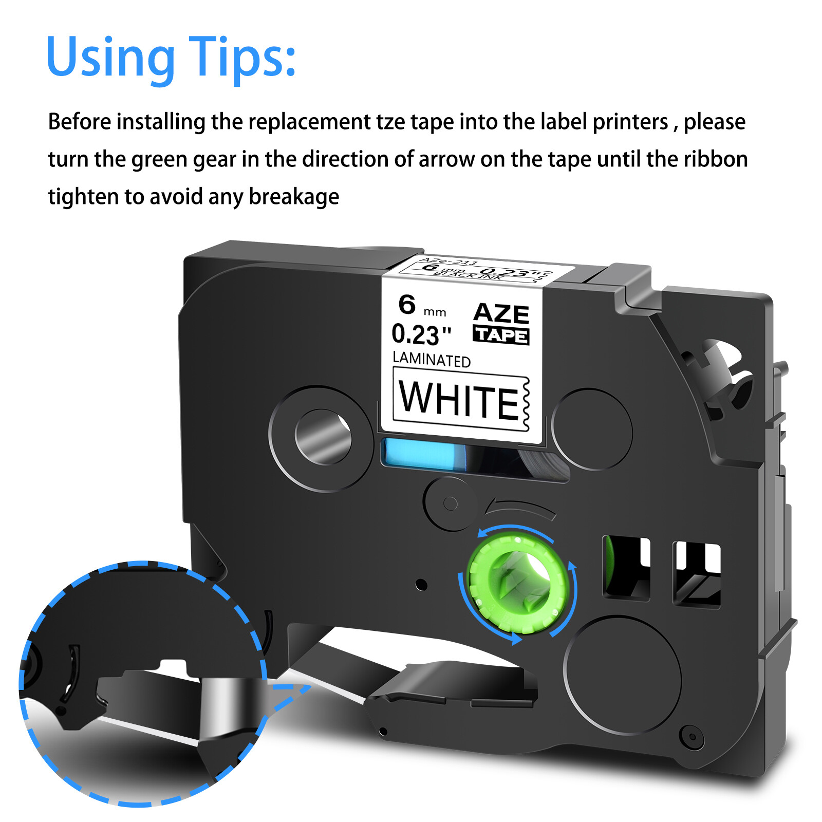 TZ TZe-221 231 241 251 6-36mm Black on White Label Tape Fit For Brother P-Touch