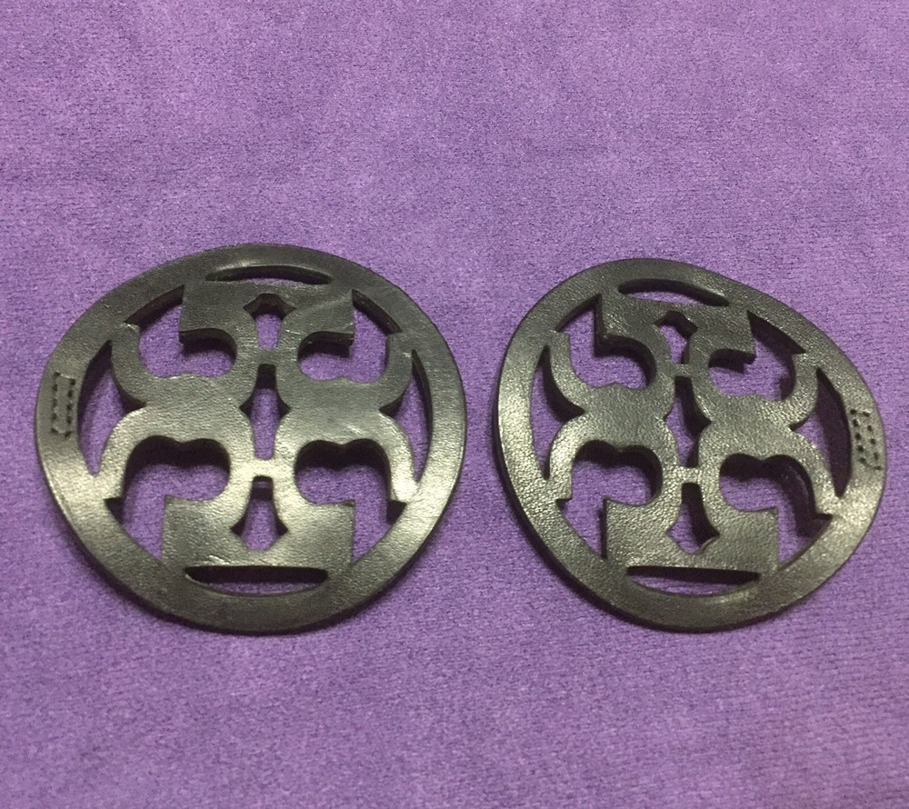 Authentic Tory Burch Black Leather Replacement Emblems Set Of Two