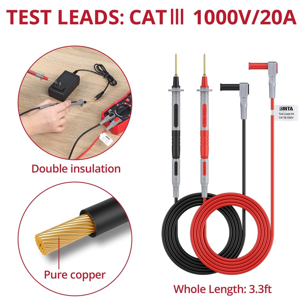28PCS Silicone Multimeter Leads Kit with Replaceable Gold-Plated Test Probes ...