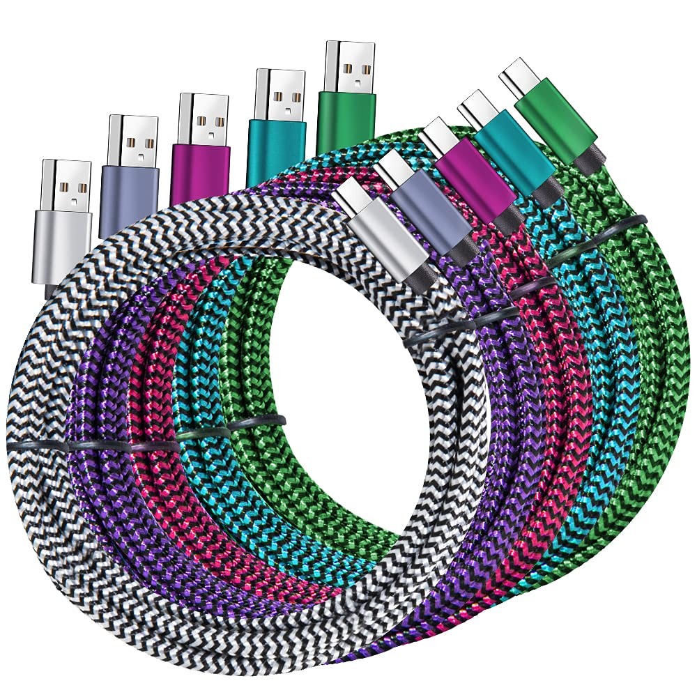 USB Type c Cable, 5 Pack (6FT) Nylon Braided C Cables 3A Fast Charging