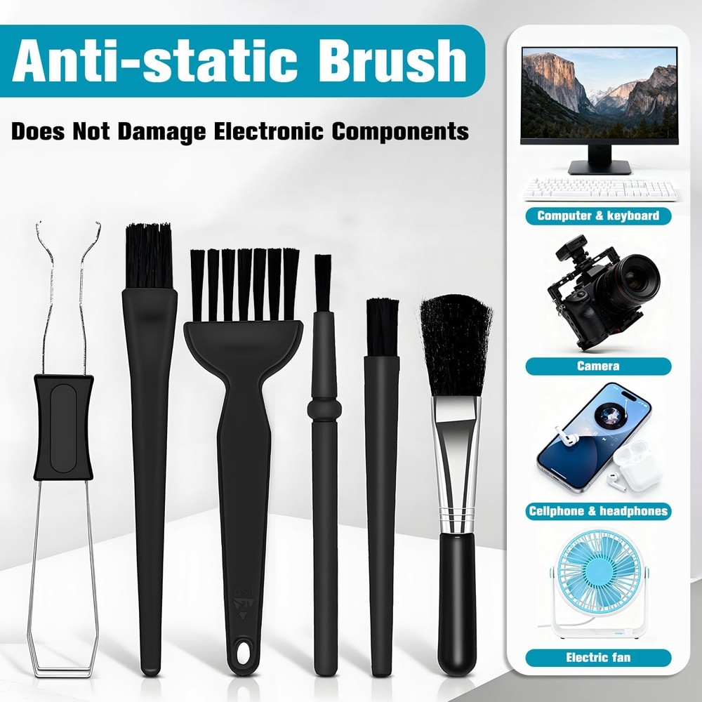 6PCS Keyboard Brush Cleaner Kit with Keycap Puller & Switch Puller, PP Handle Ny