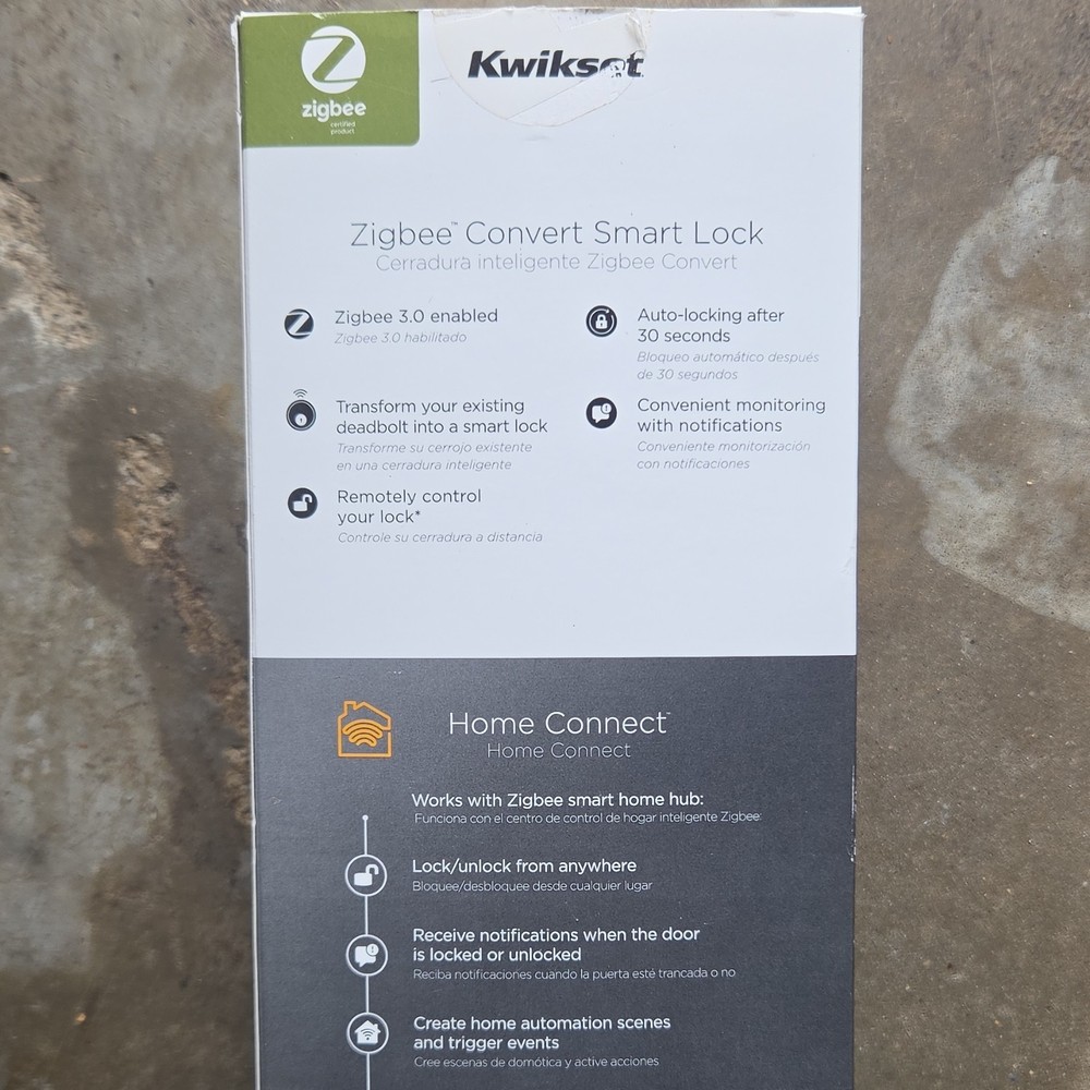 Kwikset Convert Connected Smart Lock Zigbee Satin Nickel Auto-Locking Remote