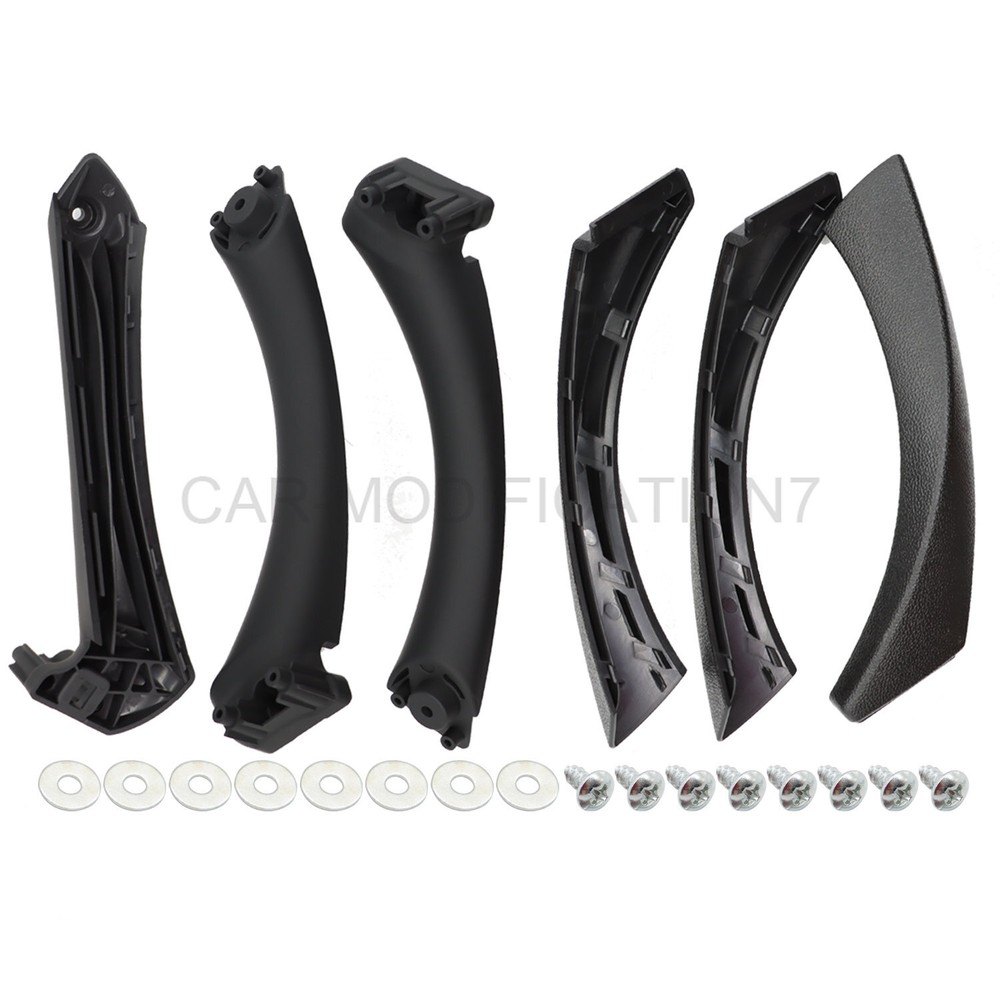 6Pcs For BMW E90 2006-11 Black Inner Door Panel Handle Pull Interior Trim Cover