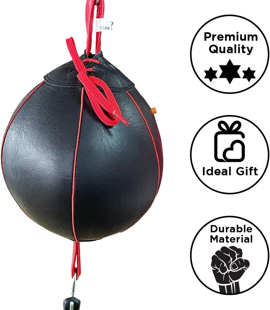 Invincible Professional Leather Double End Boxing Bag with Bungee Cords