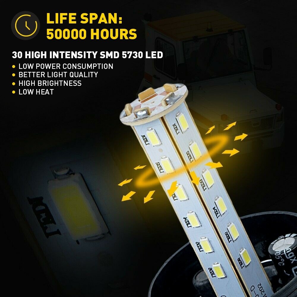 Amber LED Flash Beacon Light Rooftop Rotating Urgency Warning Forklift Truck