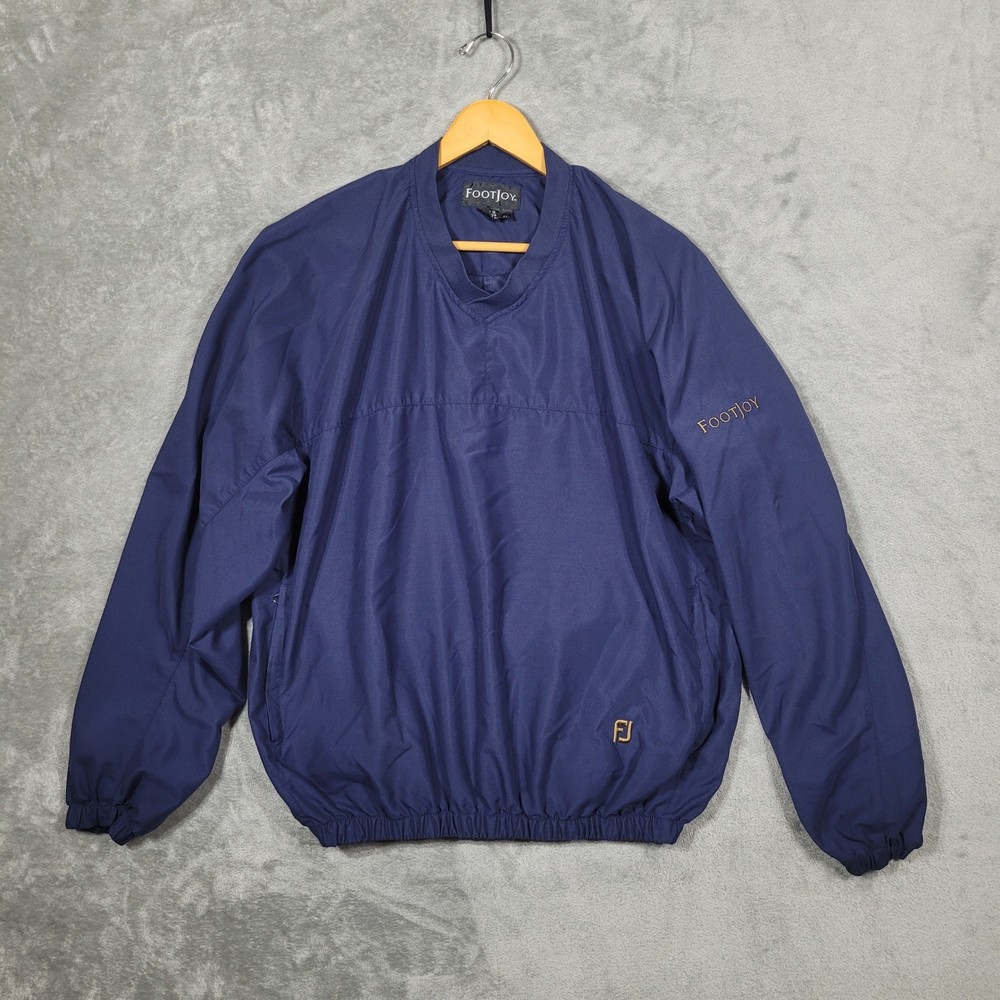 FootJoy Windbreaker Mens Medium Navy Blue V Neck Golf Pullover Windshirt