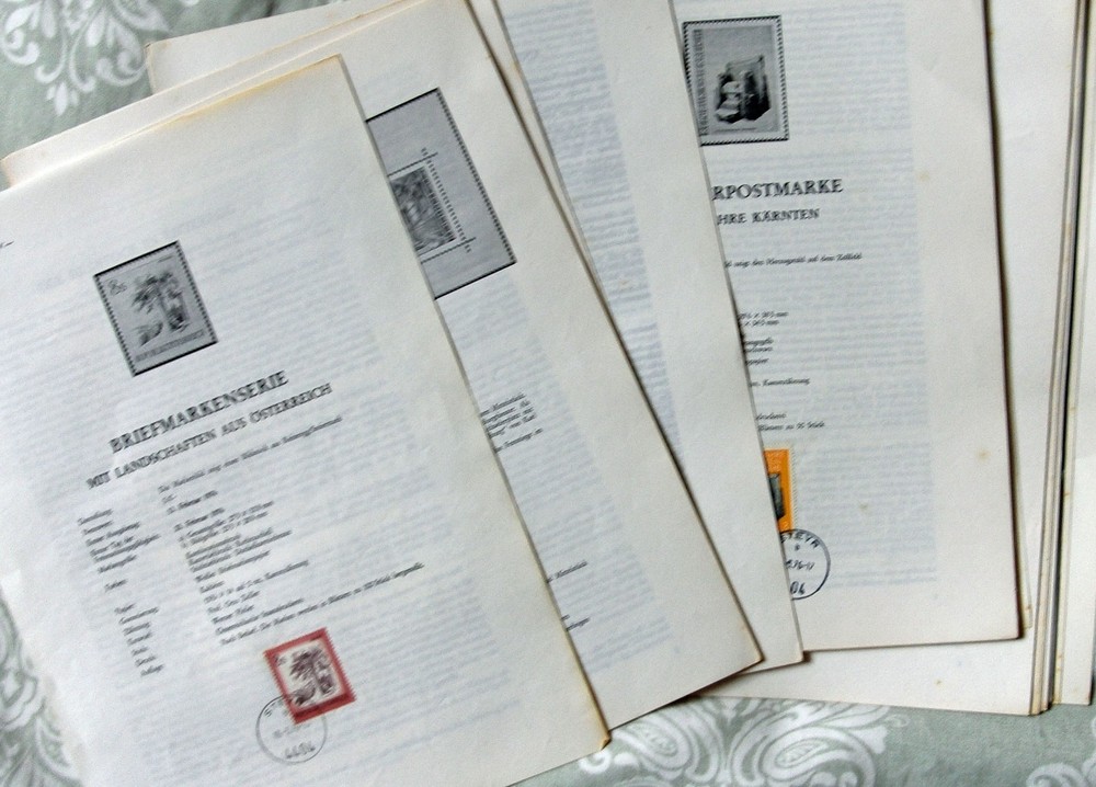 24 x Austrian Stamp Special Cancel Information Sheets – 1976