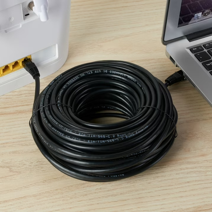 onn 75' CAT6 Networking Cable, Black