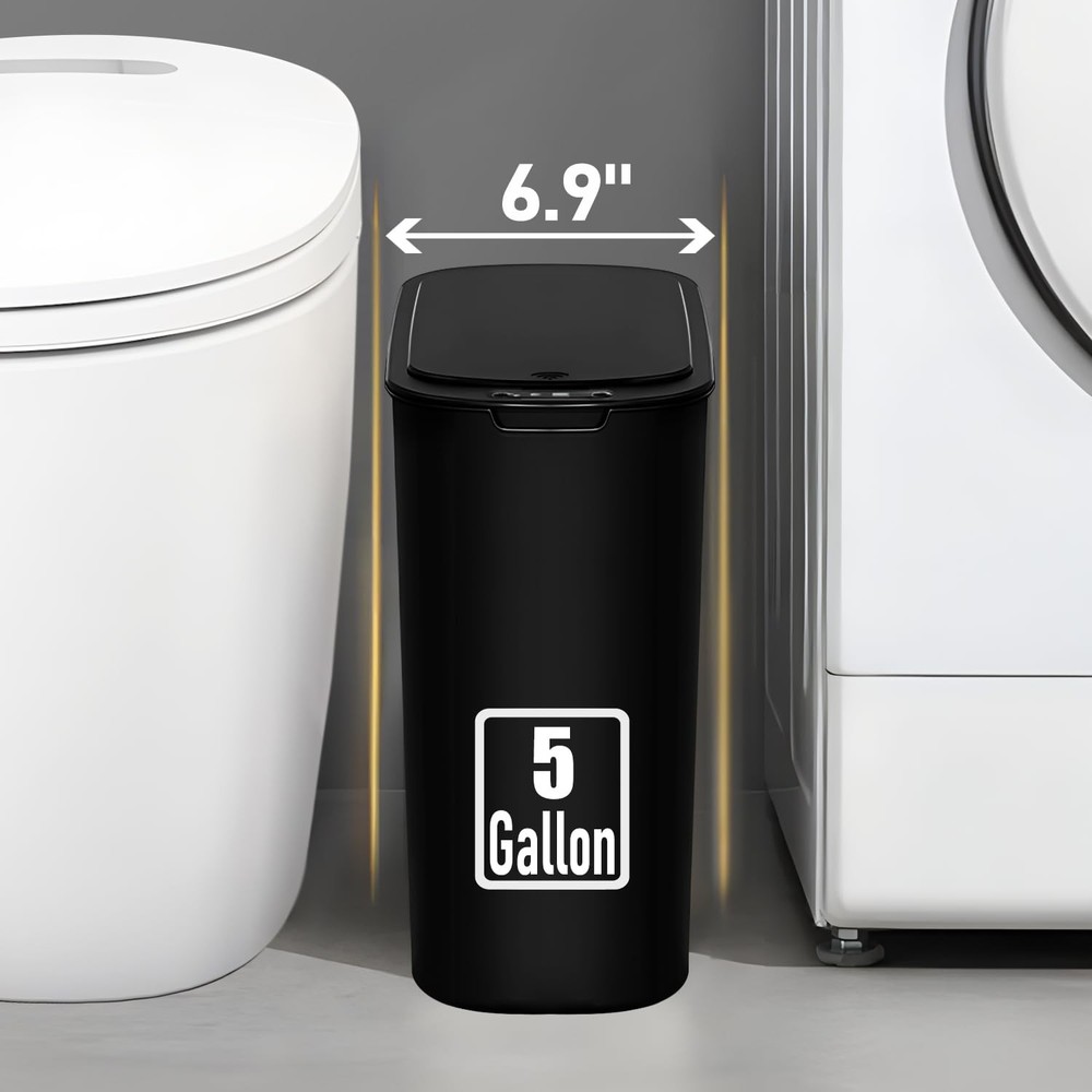 5 Gallon Motion Senor Bathroom Trash Can W/ Lid Automatic Garbage Can Touchless
