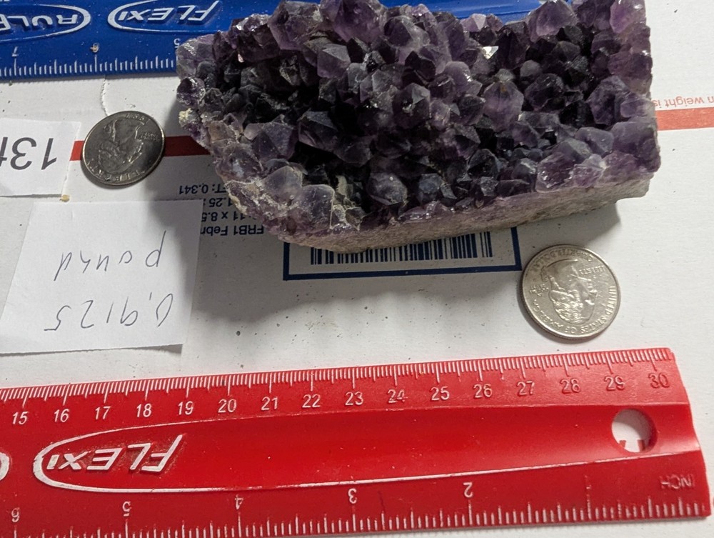 Amethyst crystal cluster gemstone 0.9225 pound LBS lb