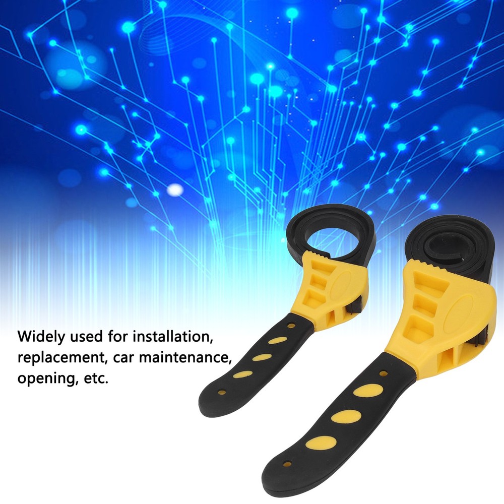 2 Pcs Adjustable Rubber Strap Wrench For Car Maintenance Excellent Yellow