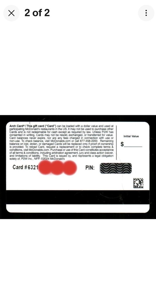 McDonald's Grimace 2025 Gift Card