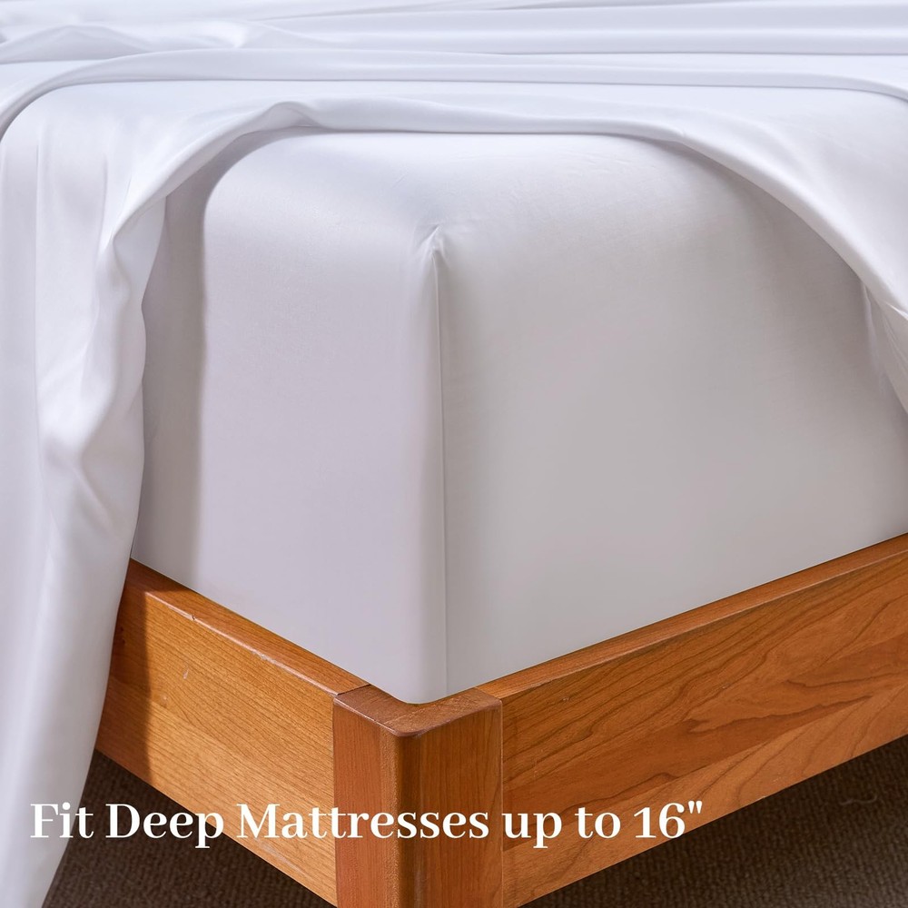 100% Viscose Derived from Bamboo Fitted Sheet Only, 600 Thread Count, Cooling...