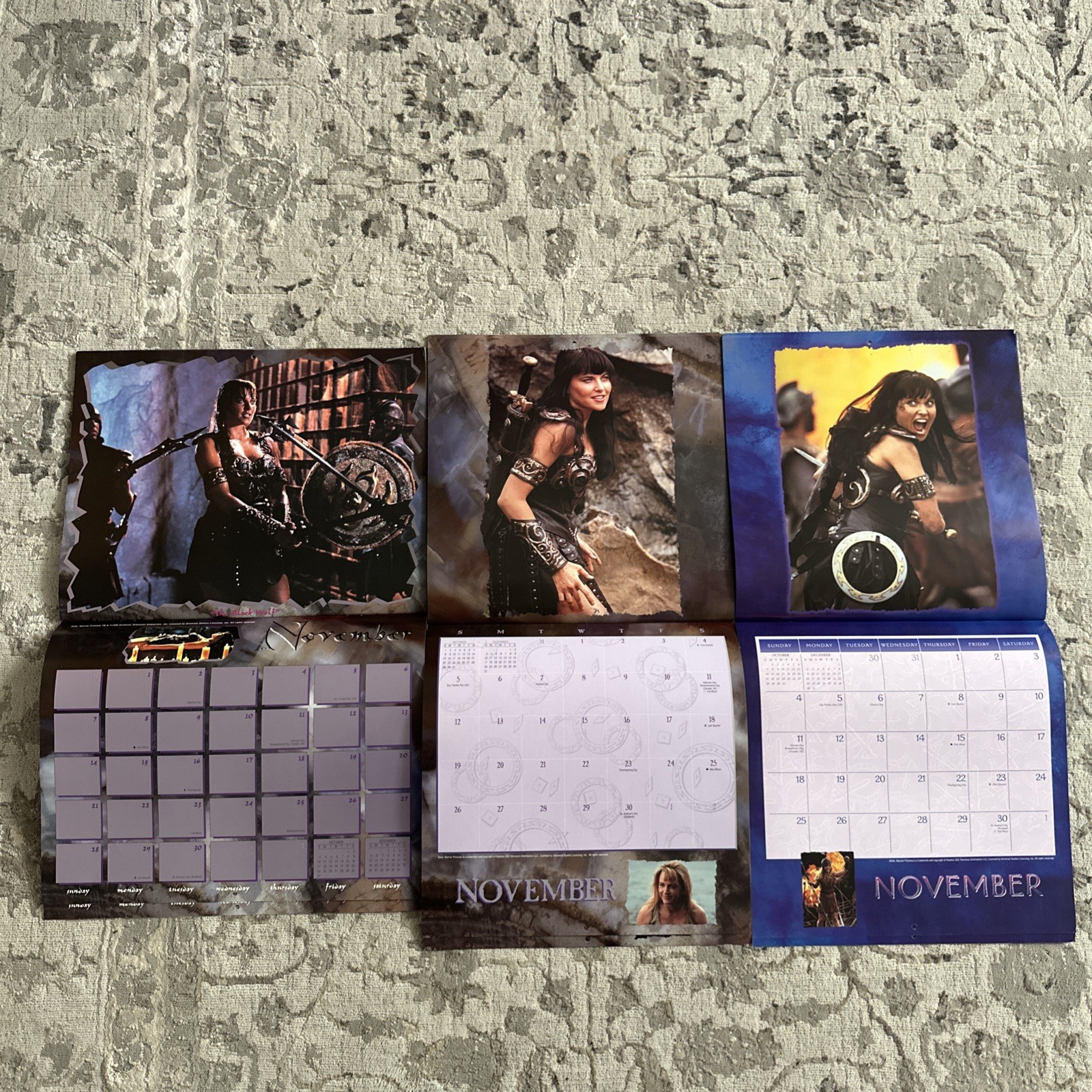 LOT X 3 - Xena Warrior Princess - Calendars 1999, 2000 and 2001 - Never used!