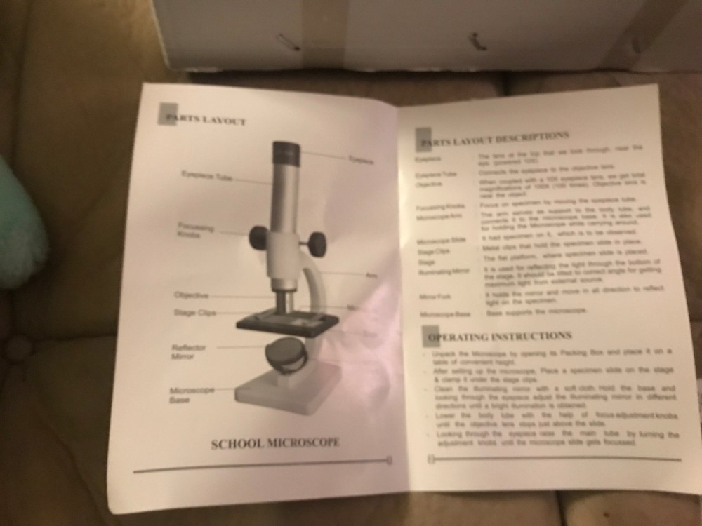 Student School Microscope 12" Tall White In Great Condition!
