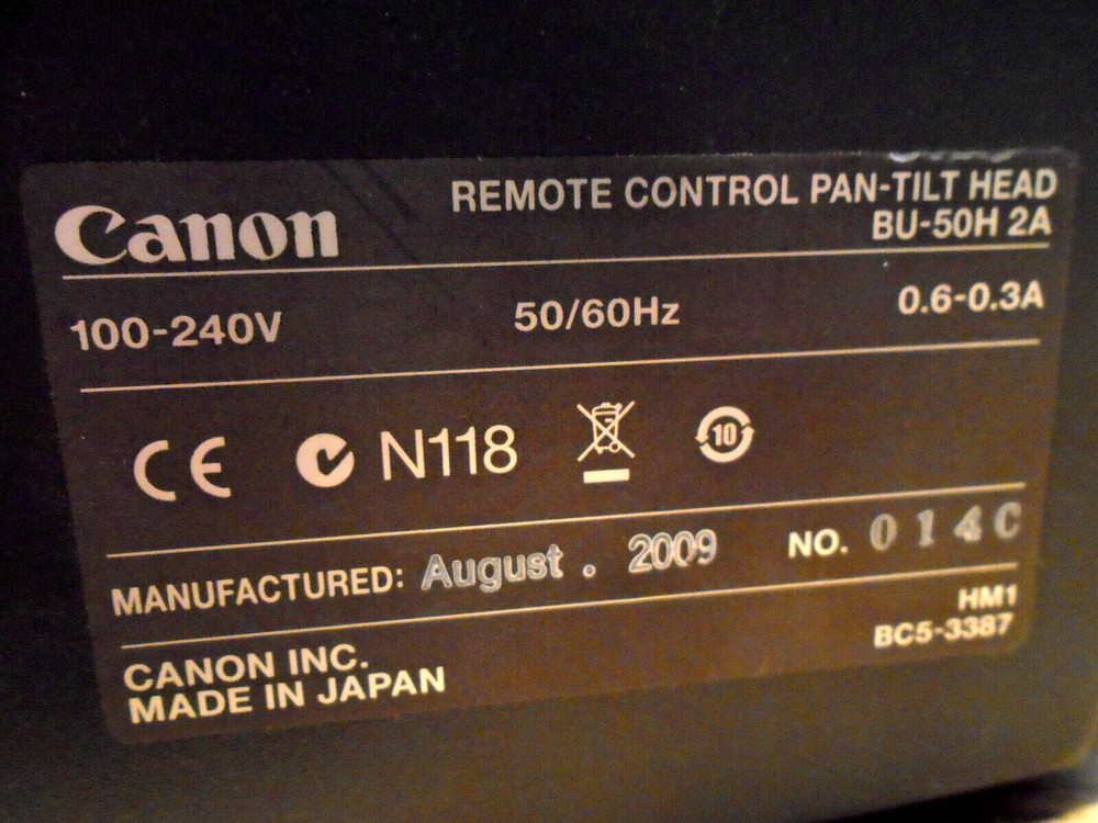 Canon Mechanical Pan Tilt Studio Camera Head