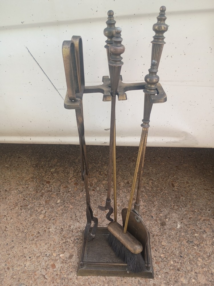 Vintage 3 Piece Fireplace Tools Set with Stand