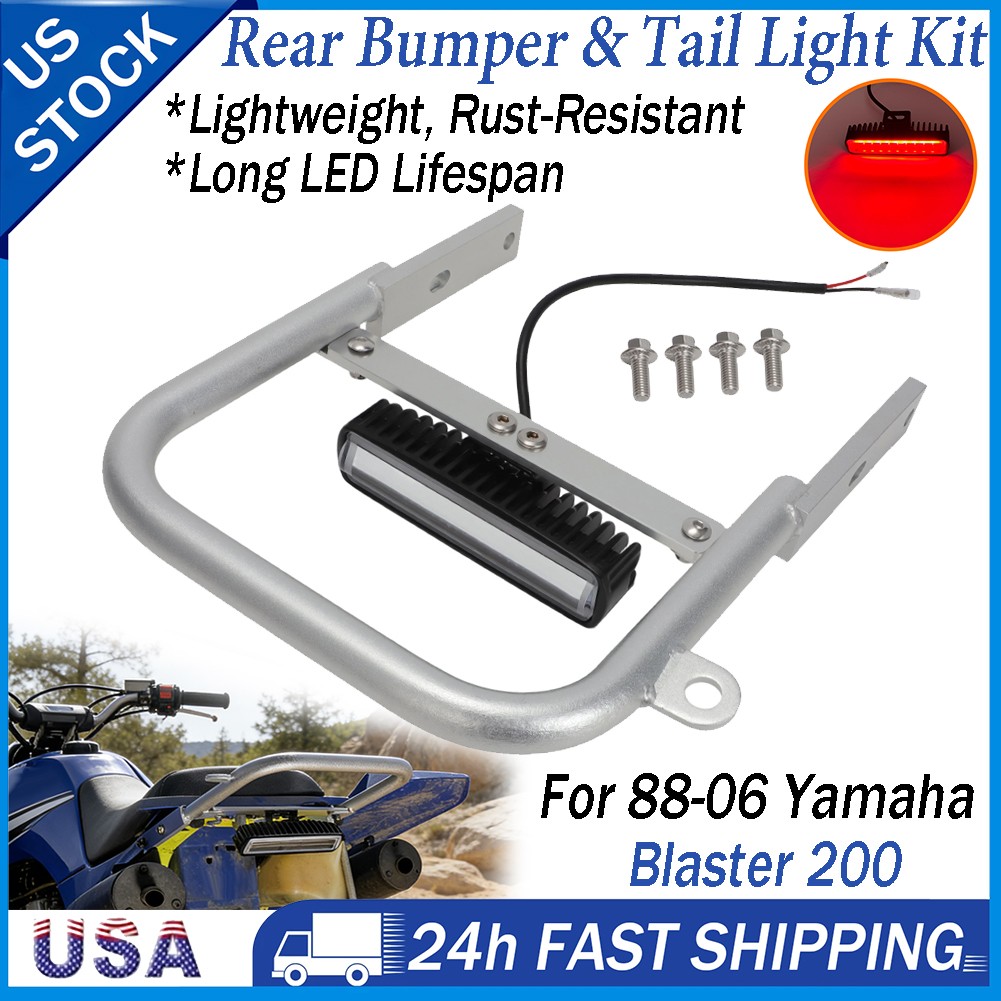 Rear Grab Bar Bumper & LED Tail Light Kit For Yamaha Blaster 200 ATV 1988-2006