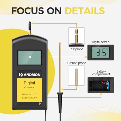 Versatile Electric Fence Tester, Battery Testing with Large LCD Display,