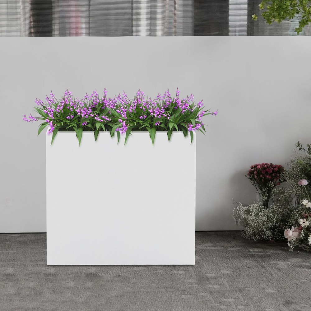 Modern Rectangular Planter Box White For Deck Patio Free Standing 22x20.5x10inch