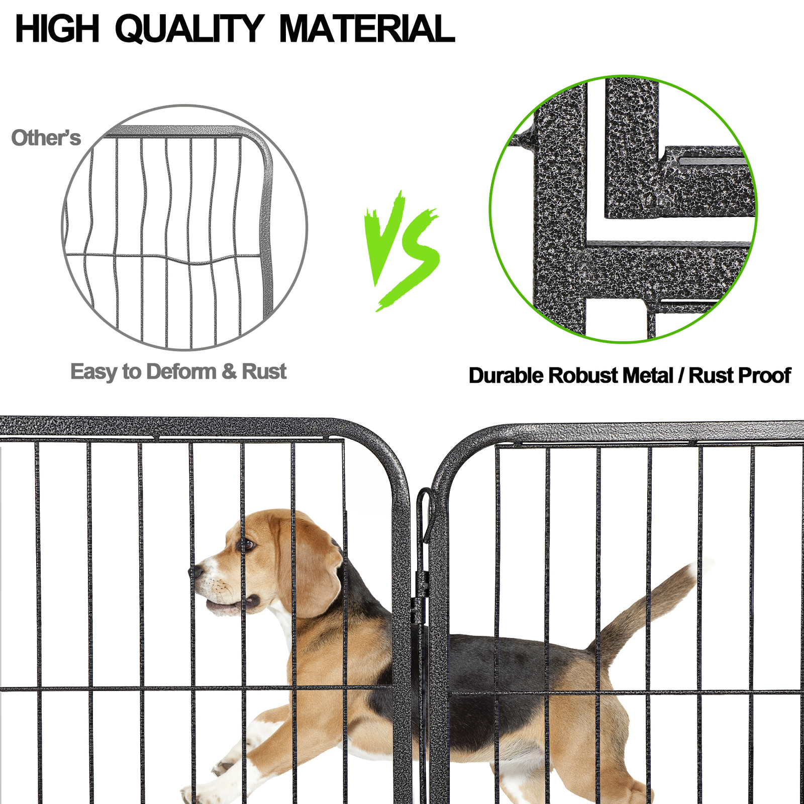 16 Panels 32Inch Dog Pen Fences 2 Doors Metal Barrier for Small/Medium Dogs