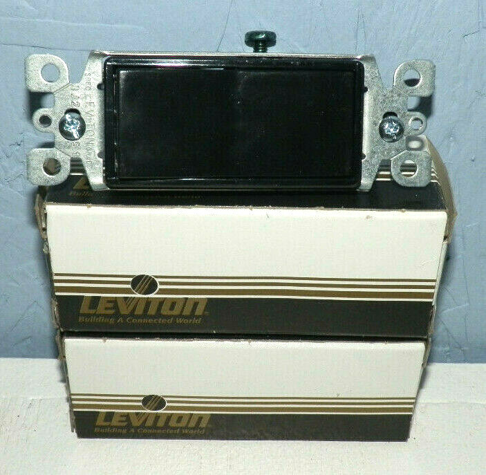 TWO LEVITON 05601-E  BLACK SINGLE POLE DECORA SWITCHES NEW