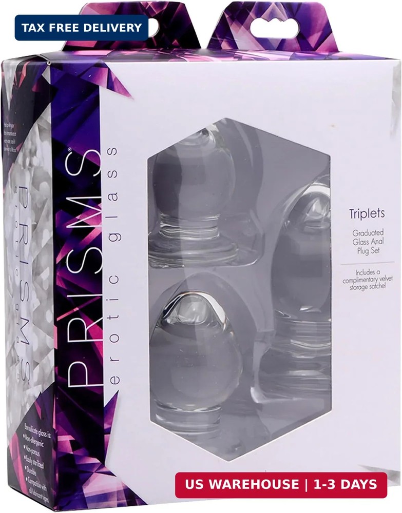 Triplets 3 Piece Glass Anal Plug Kit Clear