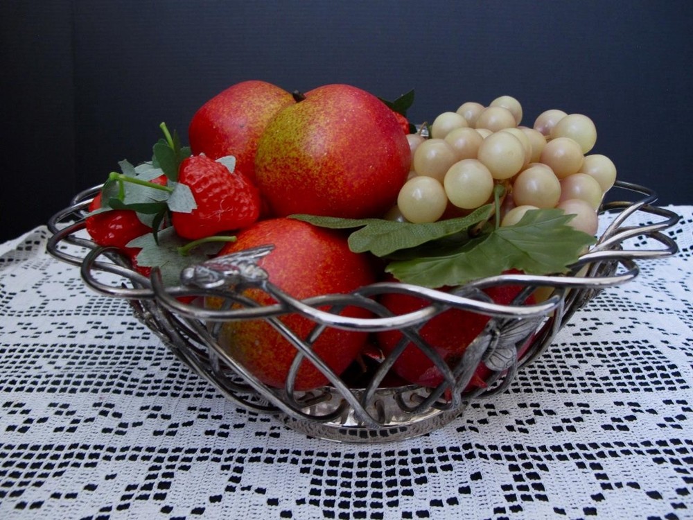 Godinger Silverplate Serving / Bread / Fruit Basket Butterfly Dragonfly Bee Bug