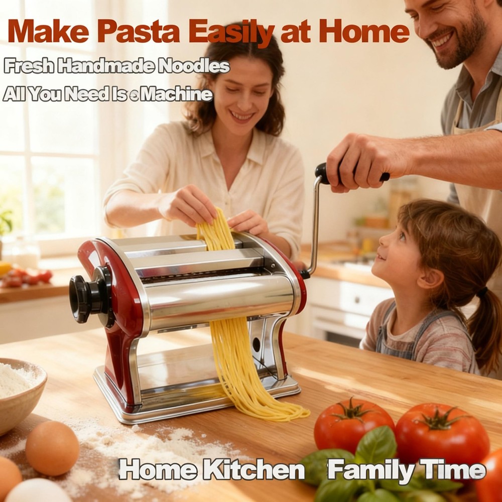Manual Pasta Maker Machine - Noodle Machine Dough Roller Hand Crank,No Disass...