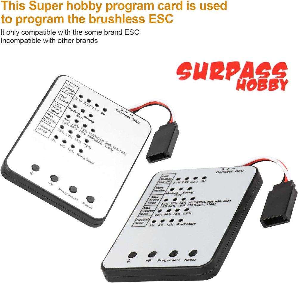 Surpass Hobby Programming Card RC Car Electronic Speed Controller Programmer LED