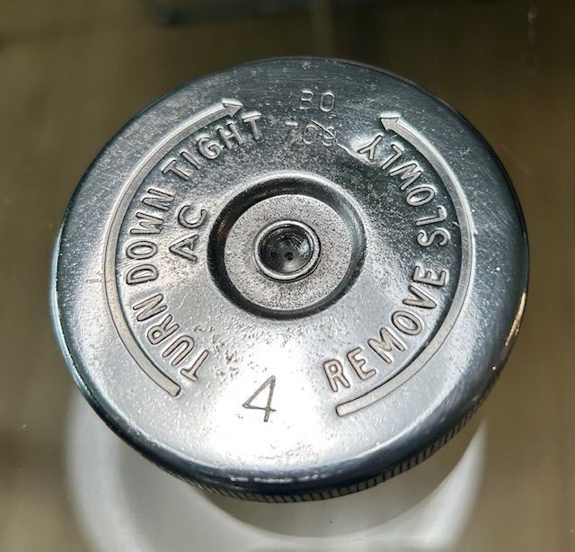 Jaguar 1958 Oct XK, MK Sedans Radiator Cap Original C.3455/4.0 PSI. Cad Plated.