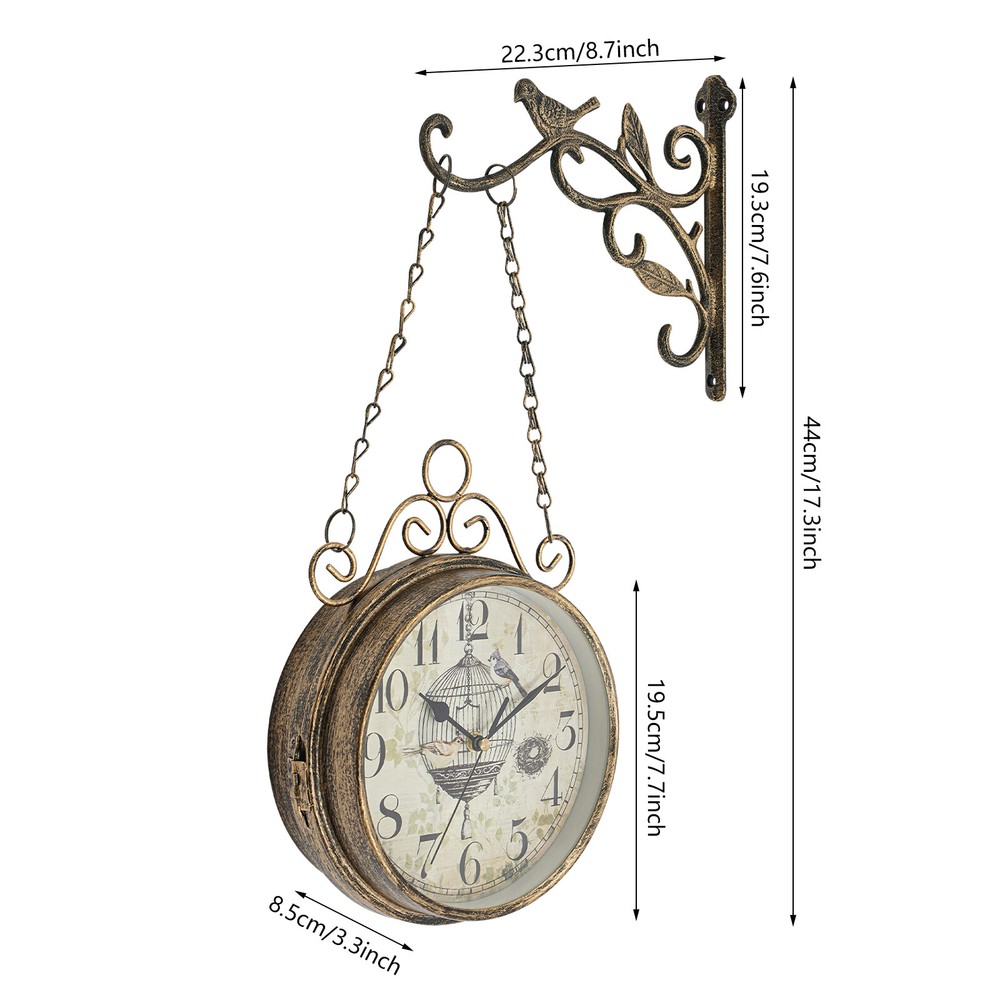 Double-sided Wall Clock, Wall Clock Decoration, Vintage Wall Clock Indoor Use