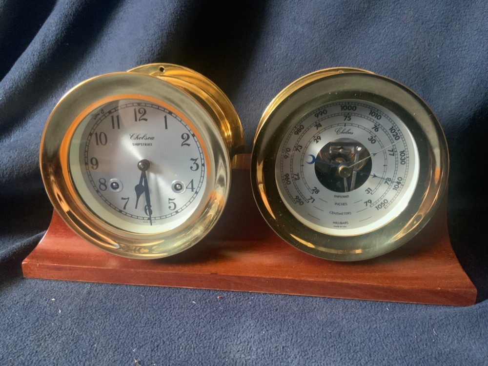 CHELSEA Shipstrike SHIPS BELL CLOCK/BAROMETER~4 “ DIAL,BASE