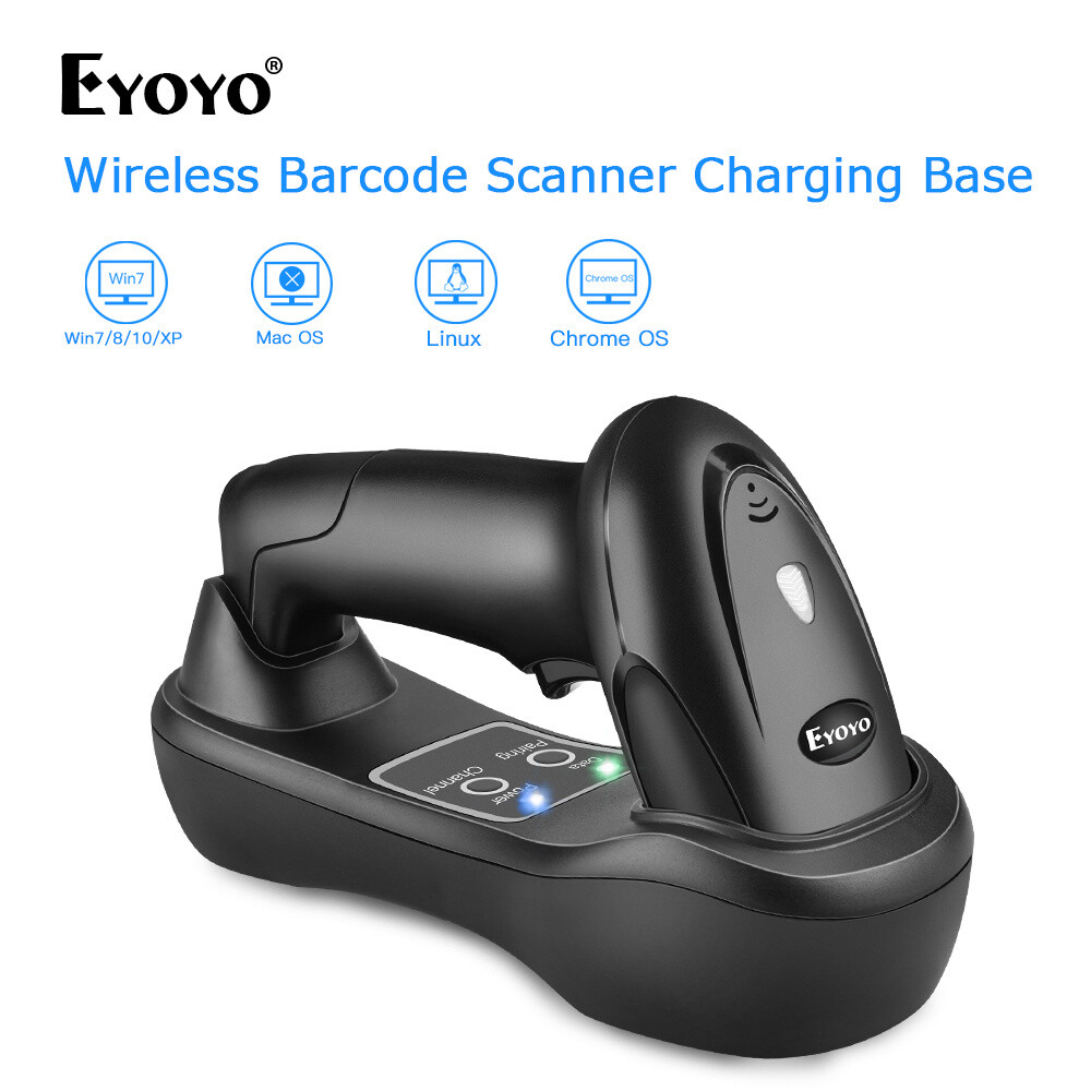 Eyoyo 1D Wireless Barcode Scanner Button Control for PC Windows 7/8/10/XP Mac OS