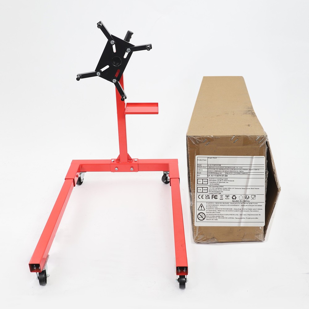 360° Rotating Engine Stand 1250lbs Capacity Red Engine Mount W/ Tray & 4* Wheels