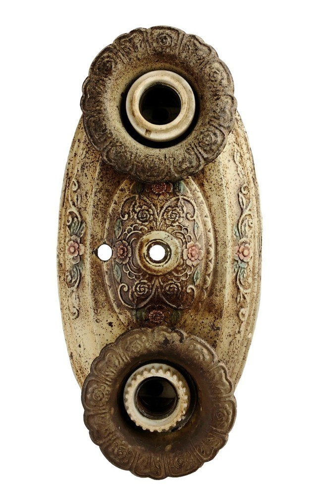 Antique Vintage Oval Wall Plaque Sconce with 2 Sockets