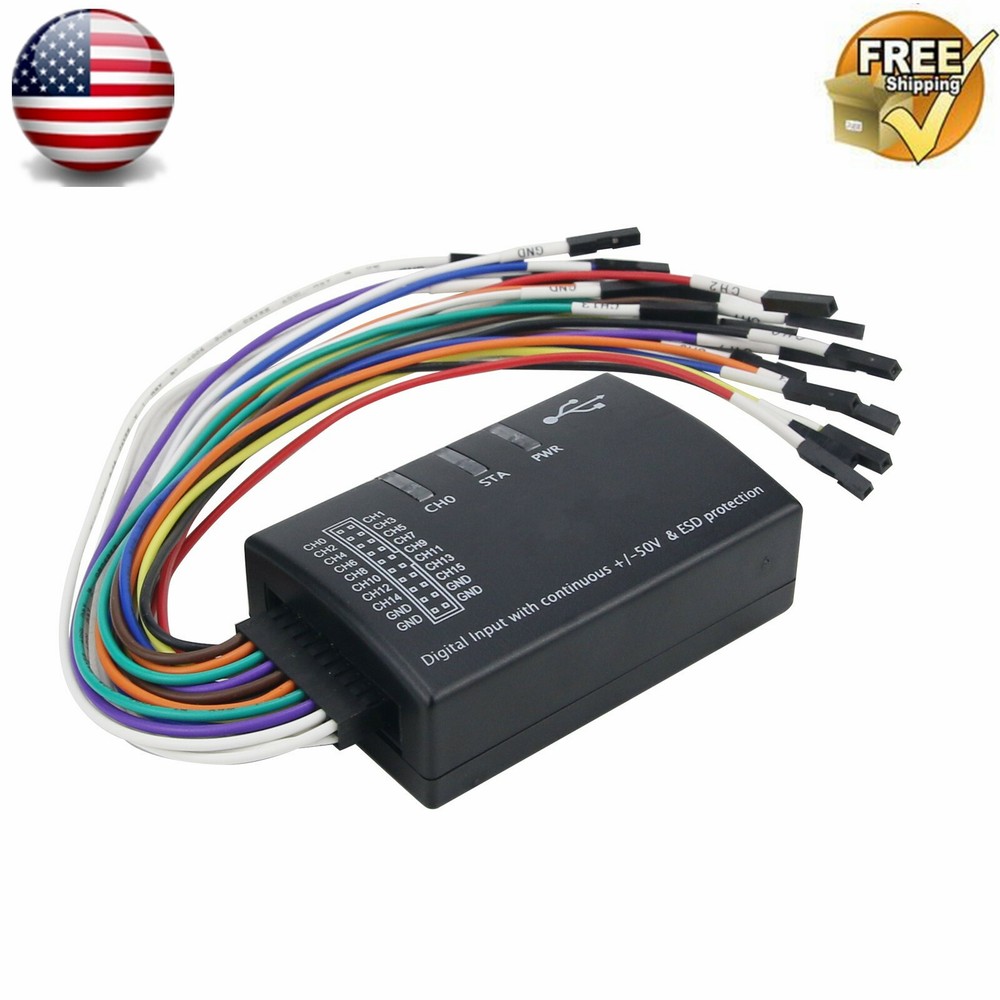 Mini 16 Logic Analyzer USB 100M Max Sample Rate 1.1.34 Support 1.2.10 Software