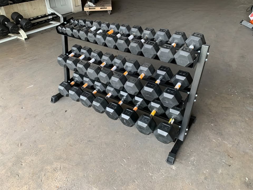 NEW 5–75 lb Dumbbell Set + 3-Tier Heavy Duty Rack – Full Commercial Gym Bundle