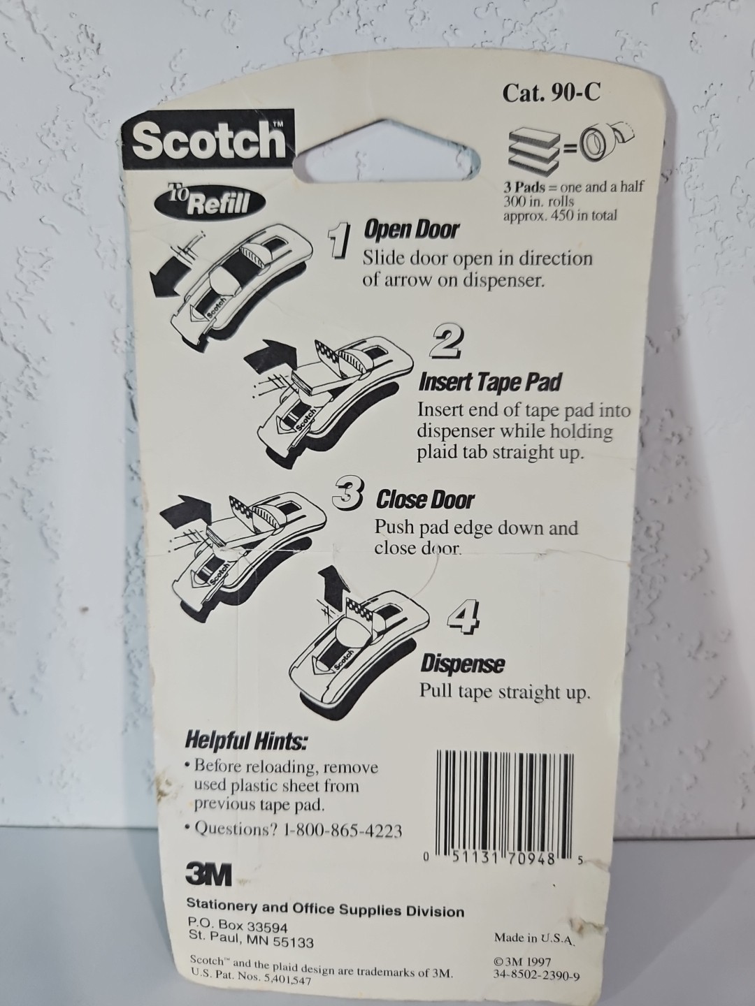Scotch Pop-Up Crystal Clear Tape Steip Refills 225ct. 3M