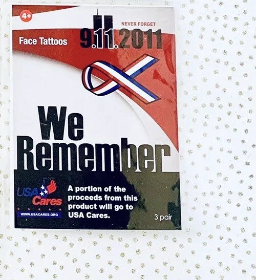 We Remember 9/11 2011 Temporary Face Tattoos 3 Pc Pack